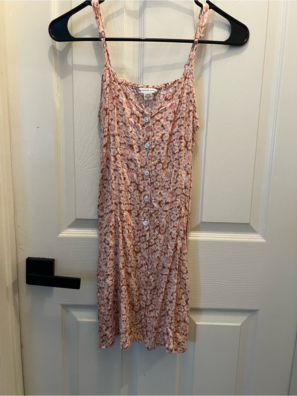 American Eagle Outfitters Pink Floral Button-Front Mini Dress